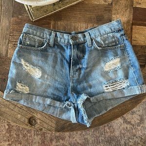 Carmar distressed jean cutoff shorts with rolled hem